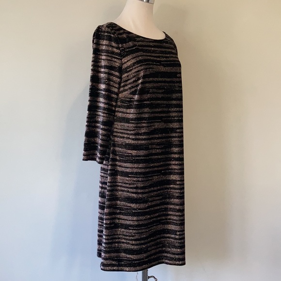 NWT Metallic Rose Gold Velvet Cocktail Long Sleeve Dress - Picture 9 of 16